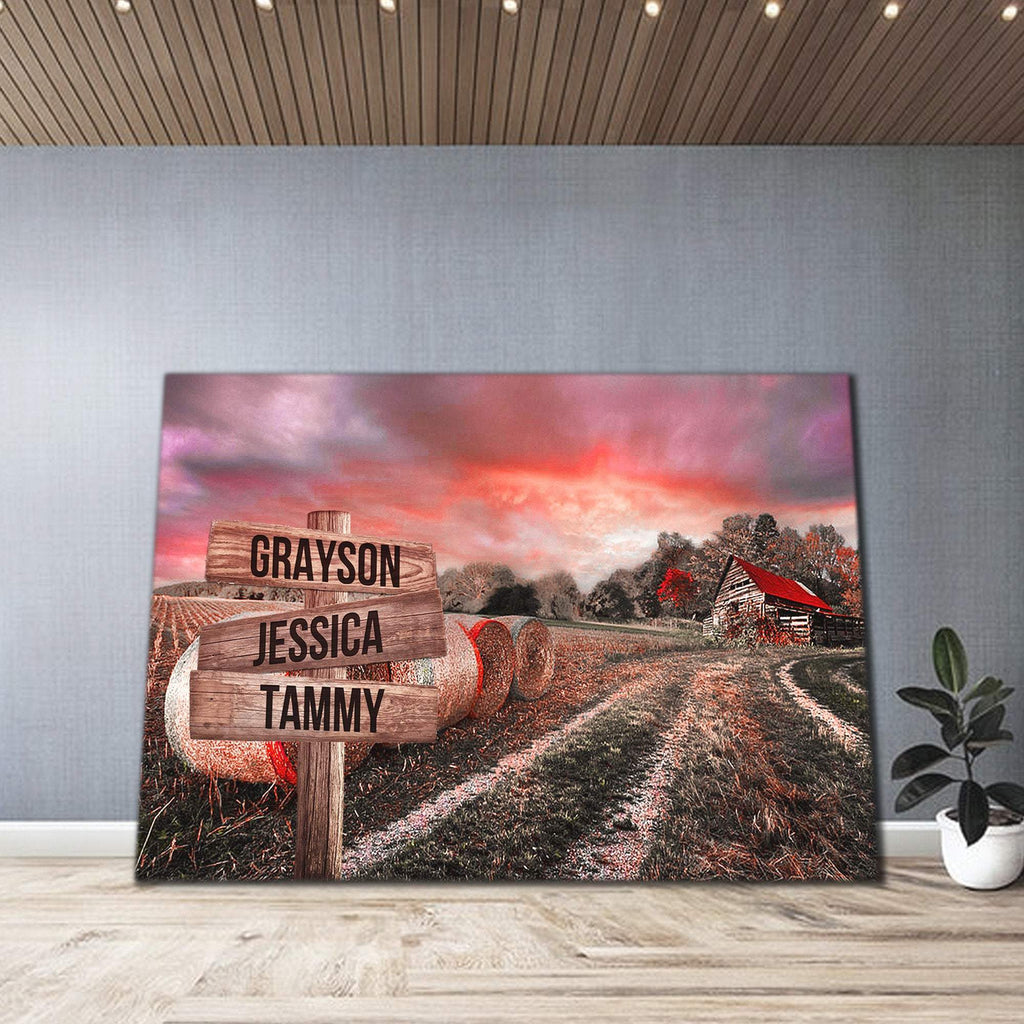 Personalized Home Barn Multi-Names Premium 1,5 Framed Canvas - Street Signs Customized With Names- Home Living- Wall Decor