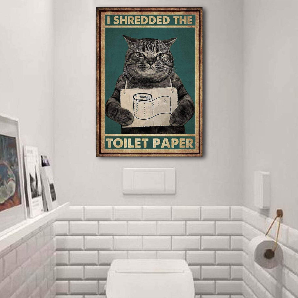 Gearsly Cat I Shredded The Toilet Paper 0.75 and 1,5 Framed Canvas - Gifts for Pet Lovers- Home Living- Canvas Wall Decor