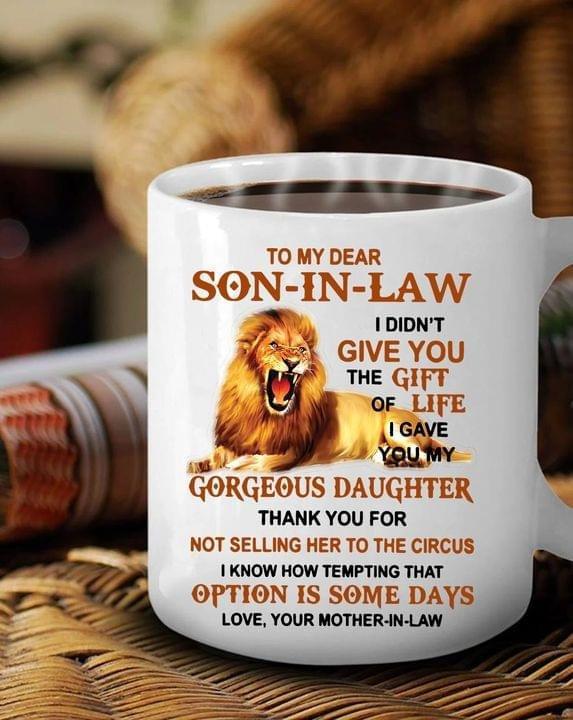 Lion To My Dear Son In Law Mug, Son In Law Gift, Lion Mug, Ceramic Coffee Mug, Christmas Gift, Family Gift