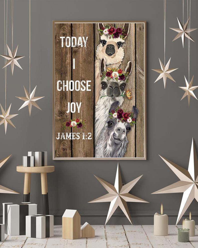 Today I Choose Joy Christian Canvas, Christian Canvas, Jesus Lover, Alpaca Canvas, Llama Canvas, Vintage Canvas, Wall Art, Home Decor