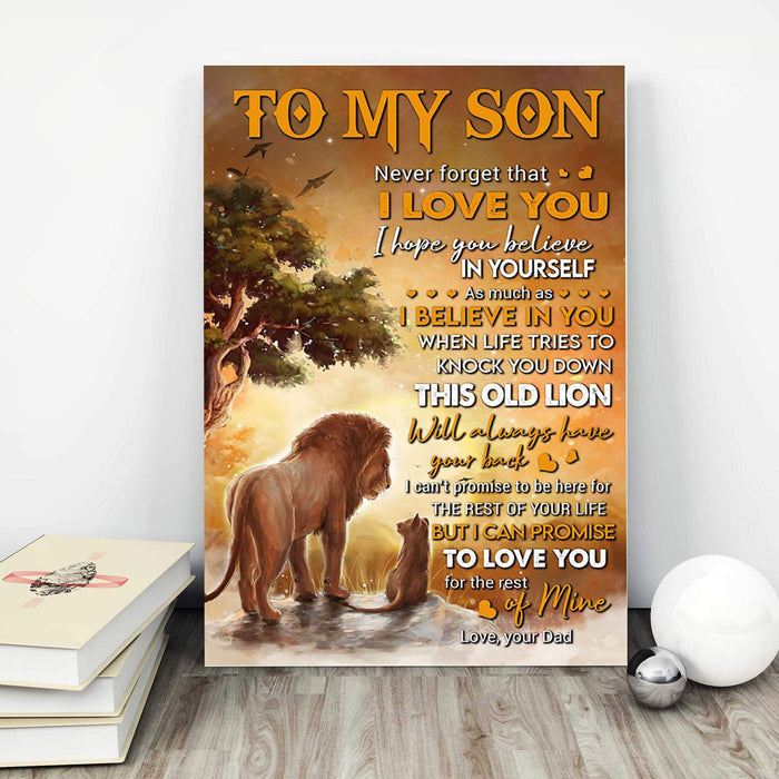 Lion And Son - To My Son, Never Forget That I Love You, I Hope You Believe In Yourself Canvas