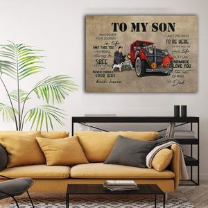 Vintage Car Trucker From Dad To My Son Wherever Your Journey In Life May Take You Framed 0.75& 1,5 Framed Canvas - Home Living- Wall Decor