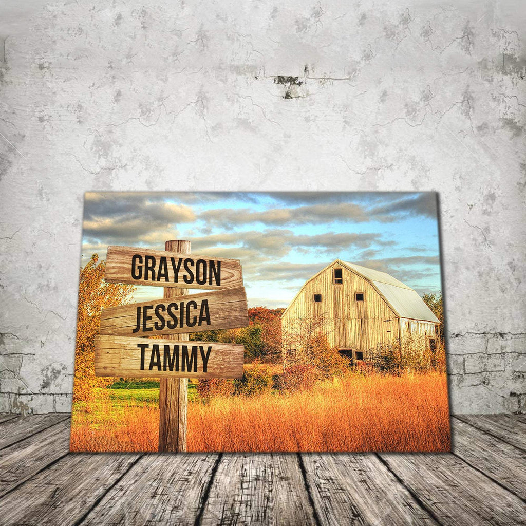 Personalized Summer Home Barn Color Multi-Names Premium 1,5 Framed Canvas - Street Signs Customized With Names- Home Living- Wall Decor