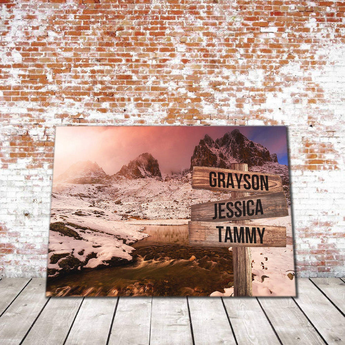 Personalized Winter Stream Multi - Names Premium - Street Signs Customized With Names Canvas