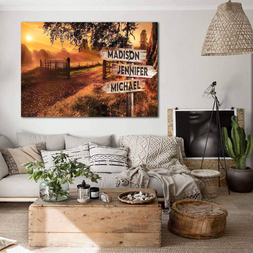 Personalized Mountain Range Multi-Names Premium 0.75 & 1,5 Framed Canvas - Street Signs Customized With Names- Home Living- Wall Decor