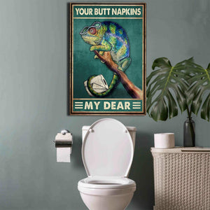 Chameleon Your Butt Napkins My Dear- Funny Bathrom 0.75 & 1,5 Framed Canvas- Home Living, Canvas Wall Decor