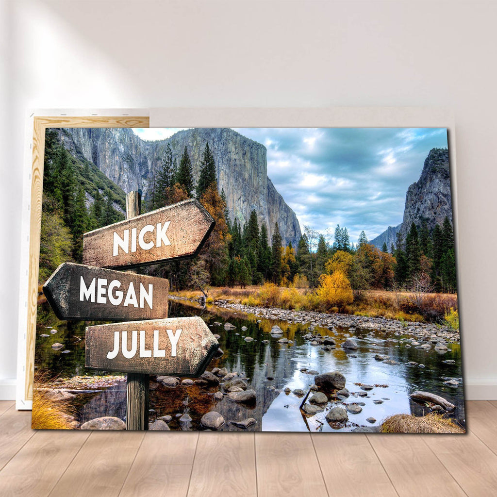 Mountainous Landforms Valley Landscape 0.75 & 1.5 In Framed Canvas -street Signs Customized With Names - Wall Decor