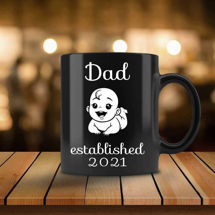 Dad Established 2021 Coffee Mug, First Dad Year Mug, Est 2021 New Dad Daddy, Family Mug