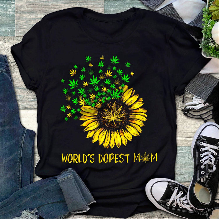 Funny Sunflower World’s Dopest Mom Cannabis Shirt, Dopest Mom Shirt, Cannabis, Weed, Sunflower, Gift For Mom