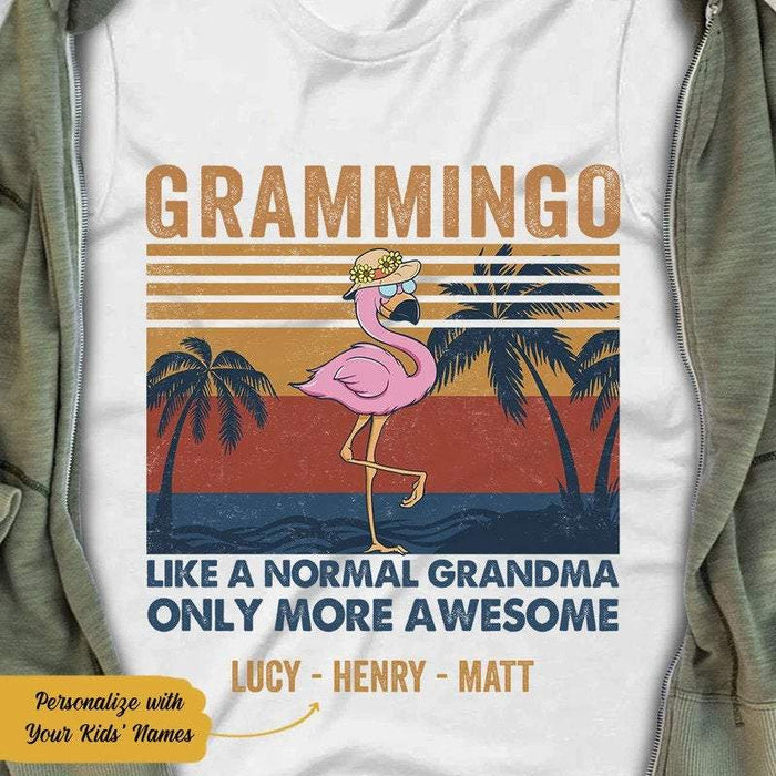 Personalized Funny Grammingo Like A Normal Grandma Only More Awesome Shirt, Grandma Gift Shirt