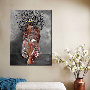 Black Queen Personality Music Note Canvas, Black Girl Canvas, Melanin