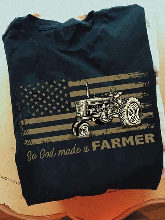 Old Tractor So God Made A Farmer American Flag Vintage Shirt, Tractor Shirt, Farmer Gift Shirt, Gift For Tractor Drivers