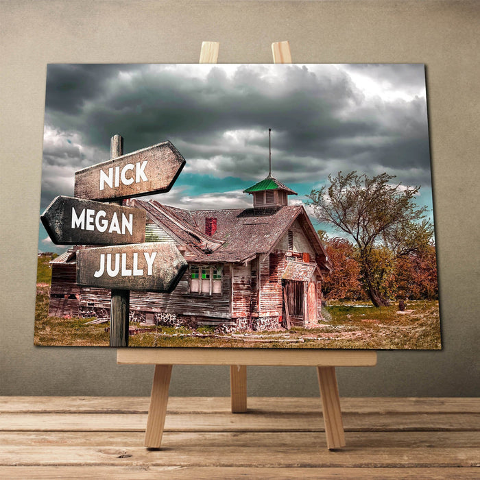 Home Barn Landscape Art Multi - names Premium Canvas - Street Signs Customized With Names Canvas