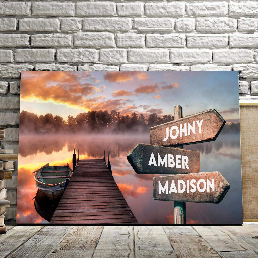 Personalized Boat Bridge Multi-Names Premium 0.75 & 1,5 Framed Canvas - Street Signs Customized With Names- Home Living- Wall Decor