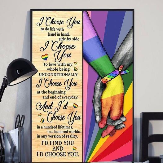 I Choose You To Do Life With Hand In Hand LGBT Canvas, LGBT Pride, Gift For Lover, LGBT Canvas