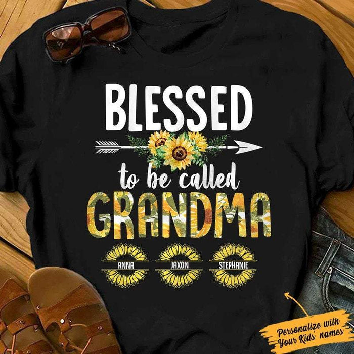 Personalized Blessed To Be Called Grandma Sunflower Shirt, Grandma Shirt, Gift For Grandma, Best Family Gift