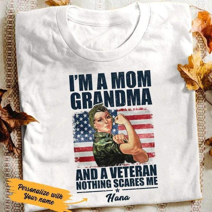 Personalized I’m A Mom Grandma And A Veteran Shirt, Grandma Shirt