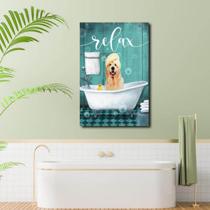 Relax - Bathing in the tub, Dogs lover Canvas