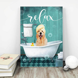 Relax - Bathing in the tub, Dogs lover Canvas