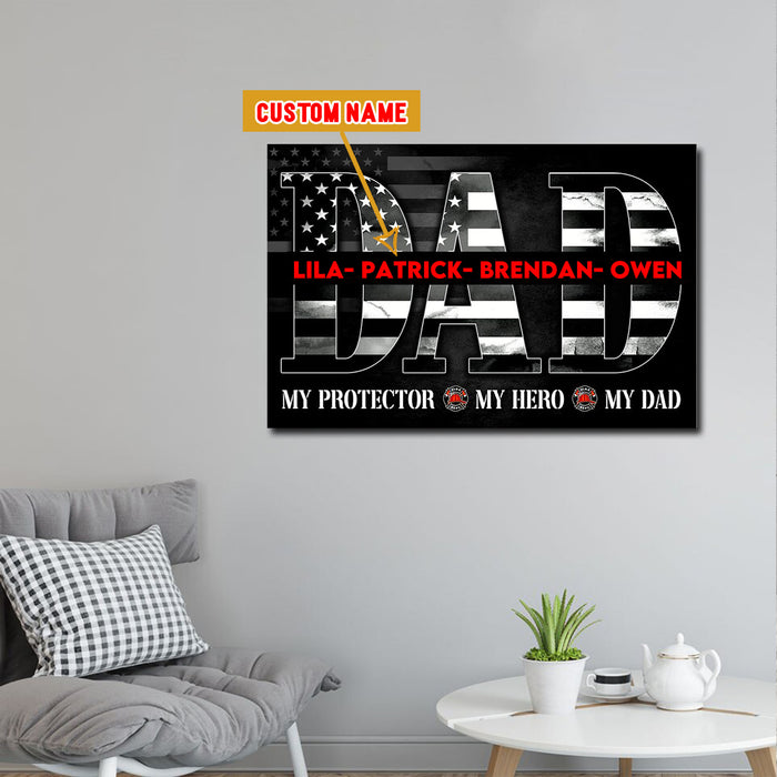 Personalized Dad My Protector My Hero My Dad Custom by Names Canvas