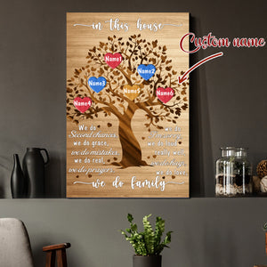 In this house, we do love, we do family, Personalized Canvas