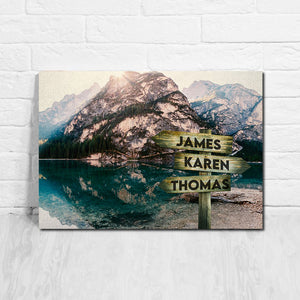 Mountain lake view Canvas, Street Signs Canvas