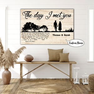 The day I met you, I found my missing piece, Personalized Canvas, Couple Canvas