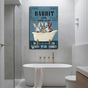 Rabbit Co bath soap wash your hands, Funny Canvas, Wal-art Canvas