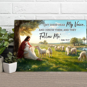 My sheep hear my voice and I know them, and they follow me, God Canvas, Personalized Canvas