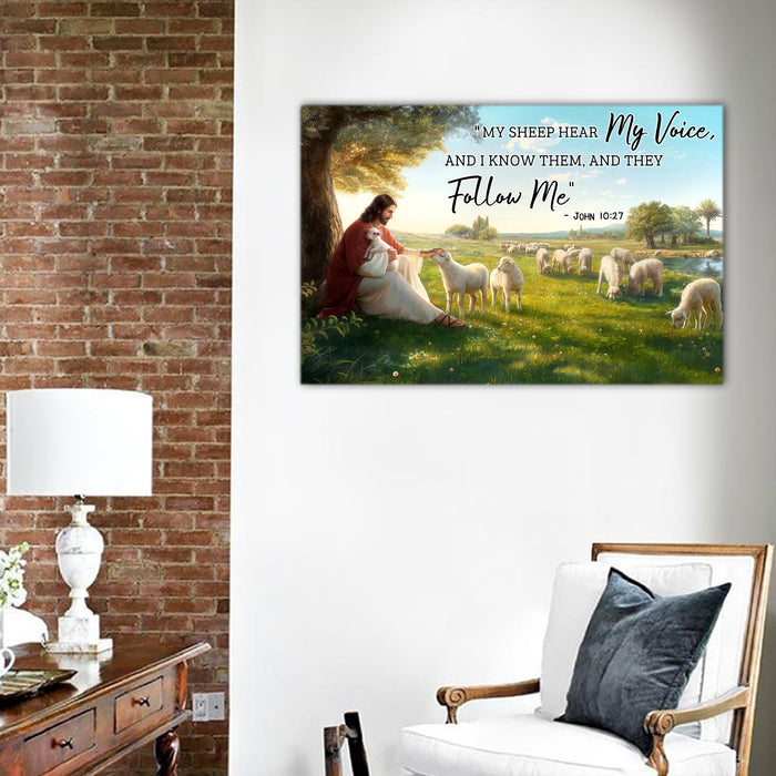 My sheep hear my voice and I know them, and they follow me, God Canvas, Personalized Canvas