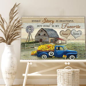 Every story is beautiful but ours is my favorite, Couple Canvas, Personalized Canvas