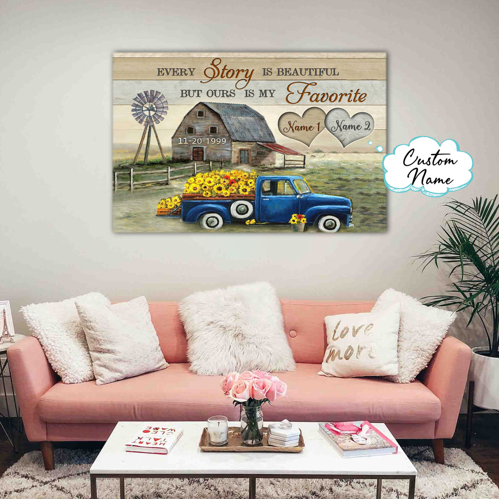 Every story is beautiful but ours is my favorite, Couple Canvas, Personalized Canvas