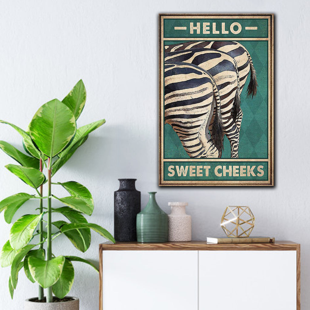 Zebra Horse Hello Sweet Cheeks, House lover Canvas, Funny Canvas